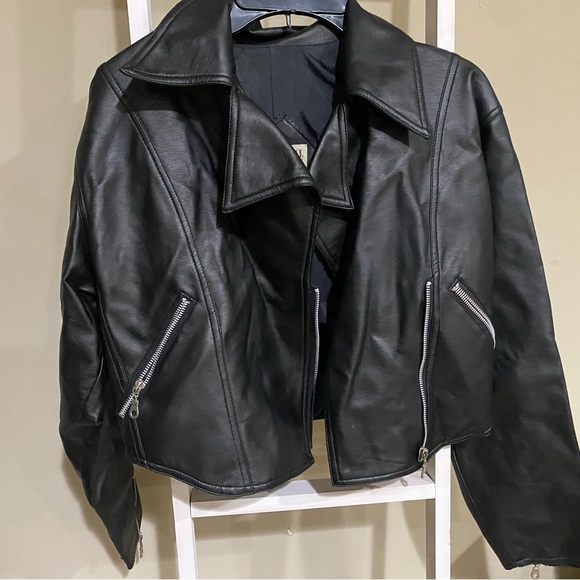 Neutral Zone Jackets & Blazers - Black FUX Leather Jacket with Zipper Details- womens Small